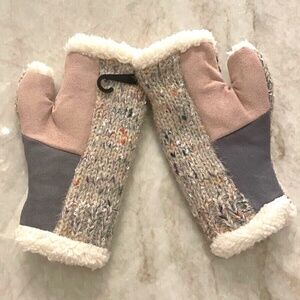 Avenue Zoe Women's Fingerless Mittens; Patchwork; Sparkly; Fleece-Lined; NWT